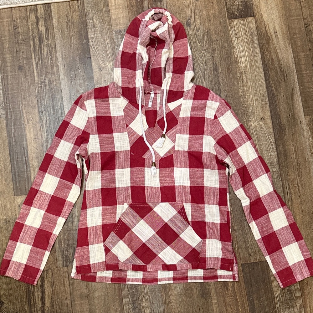 Plaid Red and White Women's Hoodie